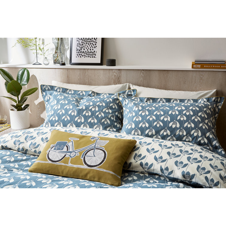 SCION Blue/White Cotton Lawn Fabric 144 TC Duvet Cover Set Wayfair.co.uk
